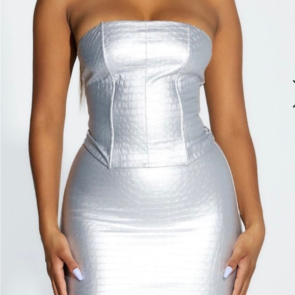 Brand new silver crocodile corset naked wardrobe size L